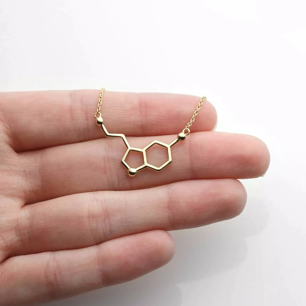 zincalloyserotoninmoleculenecklace45cmchainlength4