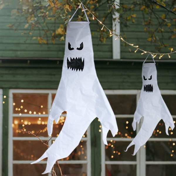 Hanging Halloween Flying Ghost Decoration with Optional LED Lights, 47 Inches Tall