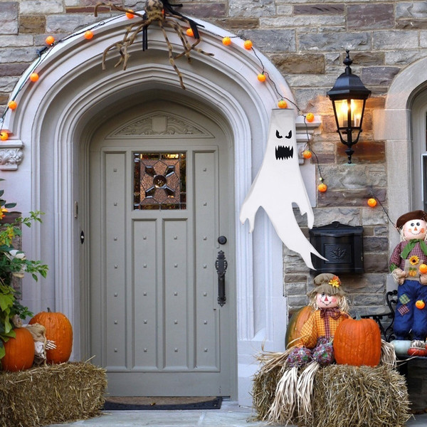 Hanging Halloween Flying Ghost Decoration with Optional LED Lights, 47 Inches Tall