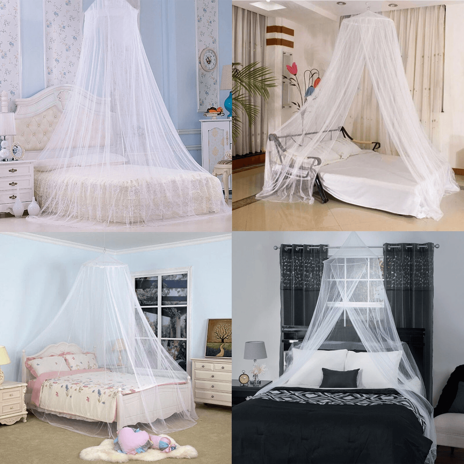 Mosquito Net Canopy Dome for Small & Queen Bed, Fly Insect Protection Mesh Curtain for Bedroom Decor
