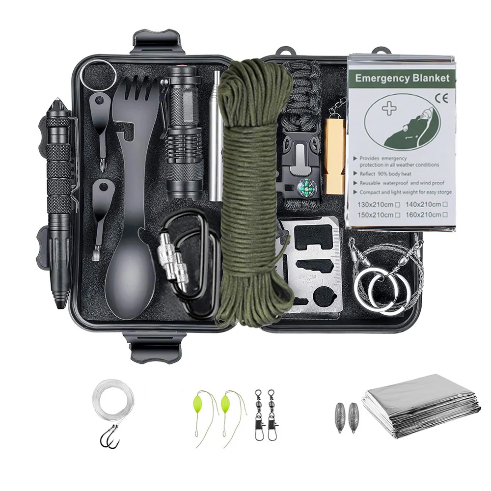 Professional Emergency Survival Kit Gear, Camping Multifunction Tactical Defense Equipment First Aid