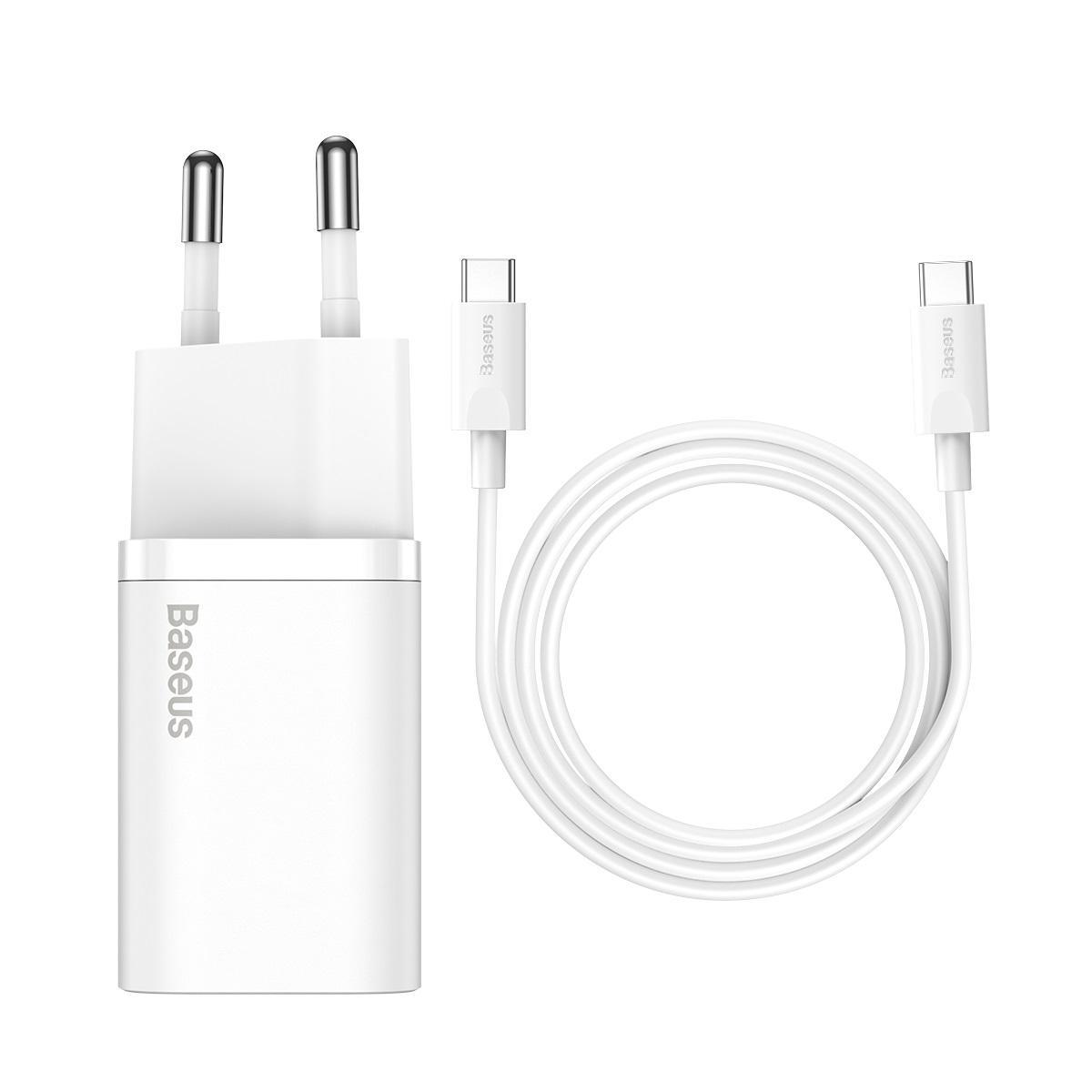 Baseus Super Si 25W USB-C Fast Charger with Type-C to Type-C Cable  Compact Power Adapter