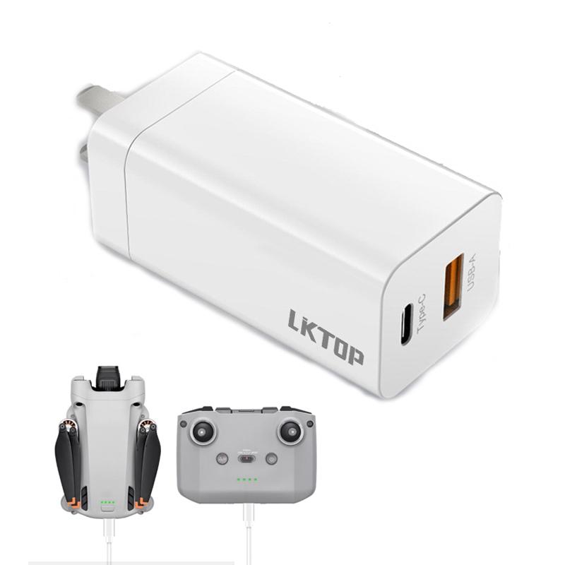 DJI Mavic 65W GaN Charger USB-C USB-A Fast Charging Adapter for Drone and Controller
