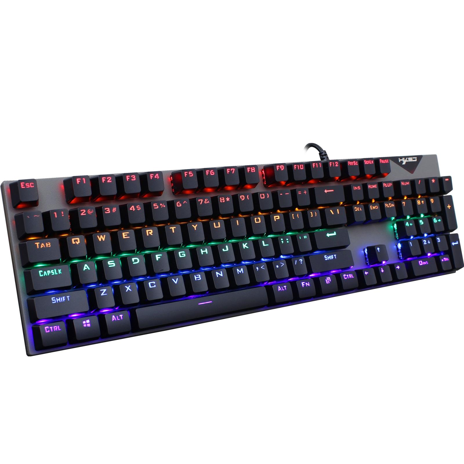 HXSJ L300 RGB Mechanical Gaming Keyboard 104-Key Wired USB Blue Switch Keyboard