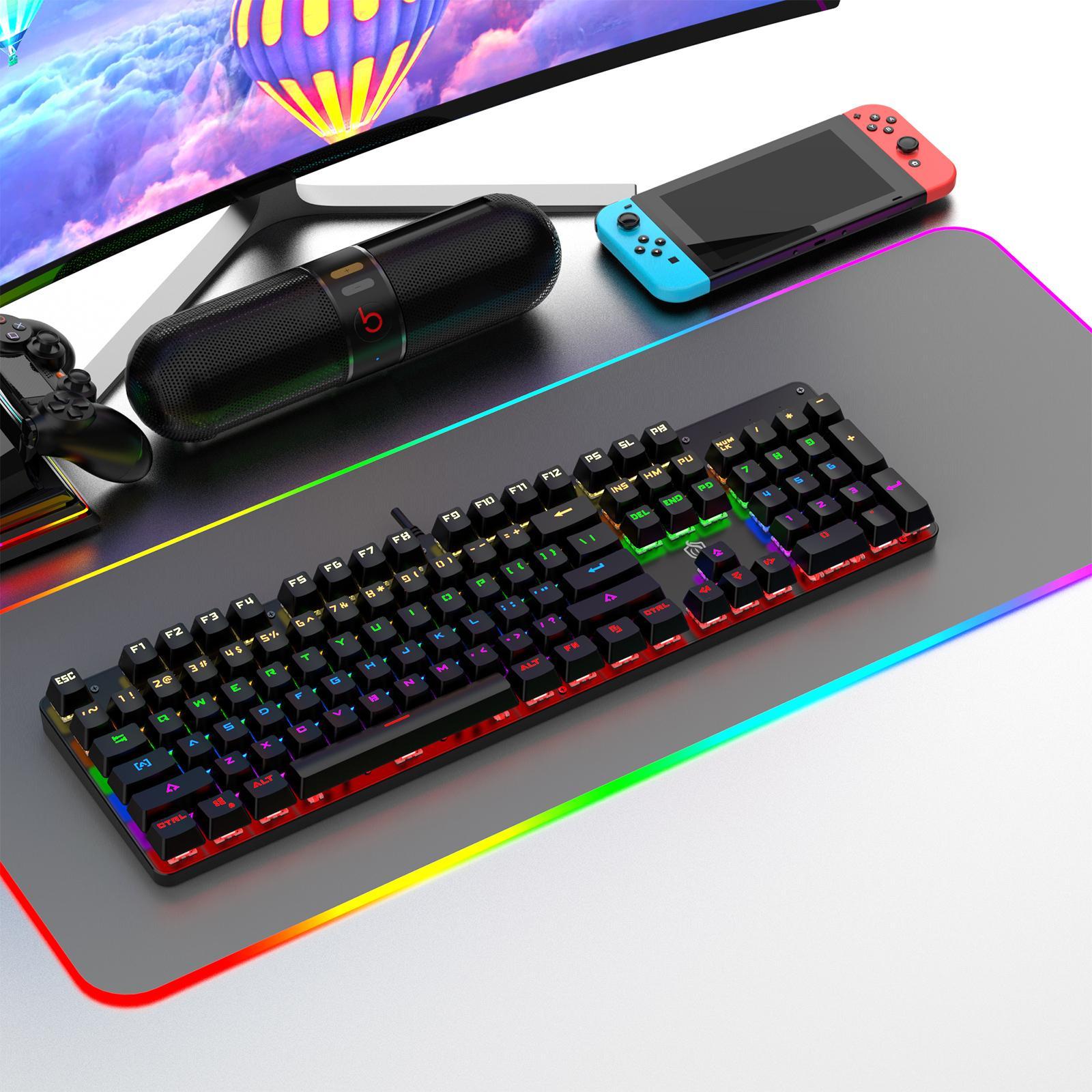 SHIPADOO RGB Mechanical USB Wired Gaming Keyboard with 104 Keys and Ergonomic Design
