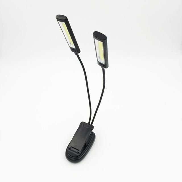 Dual Head LED Clip On Reading Light Flexible Book Lamp for Camping Desk Laptop and Music Stand