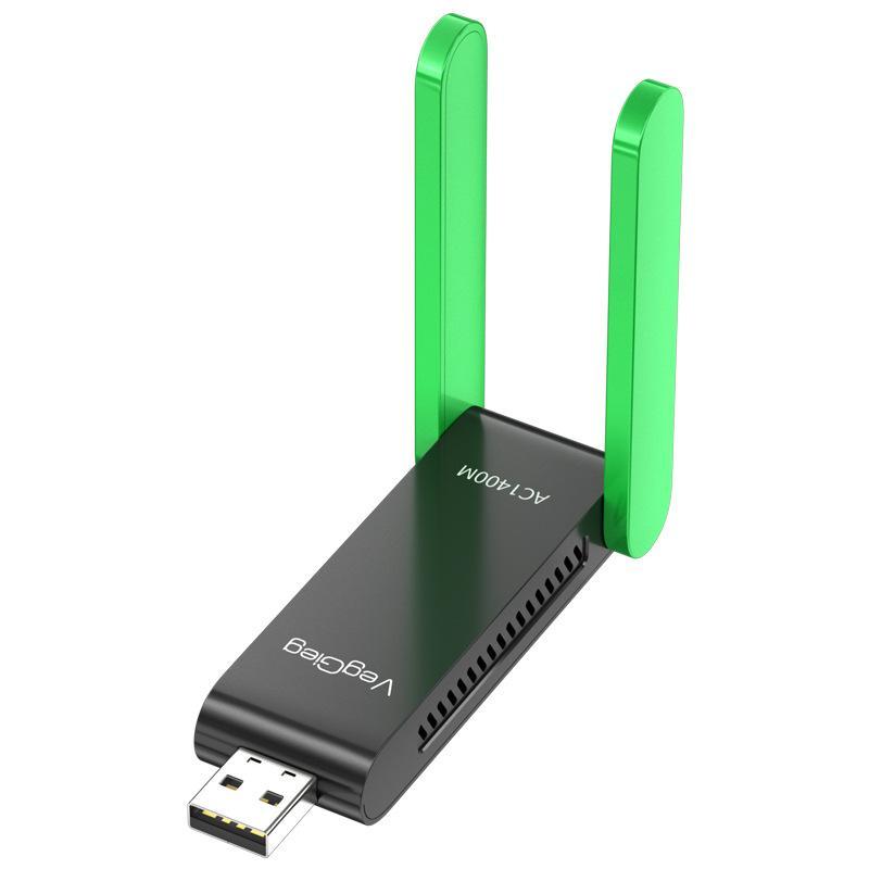 VegGieg WiFi 6 USB Adapter 1400Mbps Dual Band Driver Free USB Network Card for PC Laptop