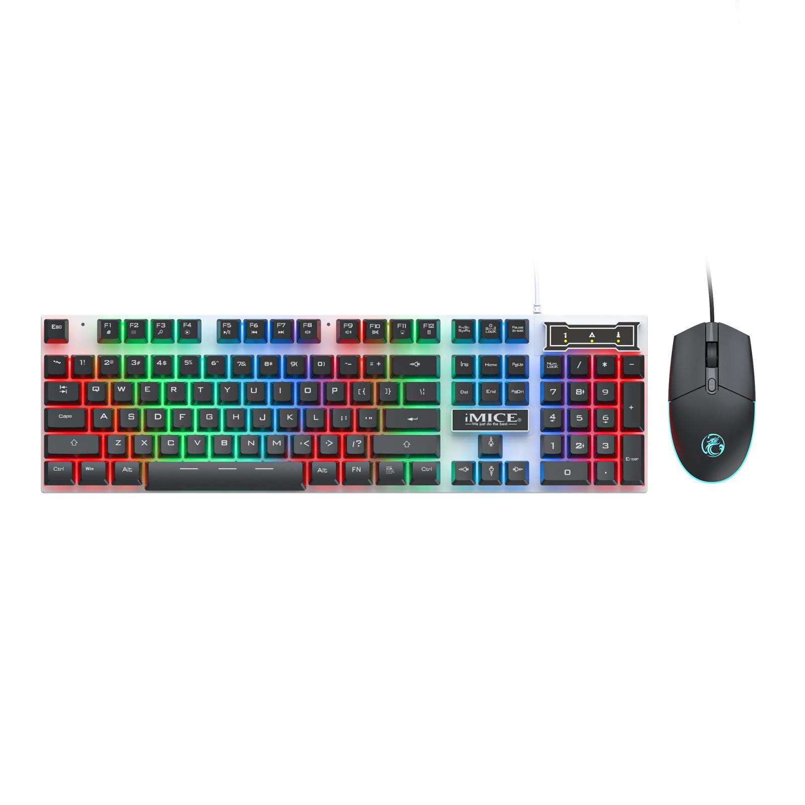 iMICE AN350 Gaming Keyboard and Mouse Combo with RGB Backlight Mechanical Feel USB Wired Set