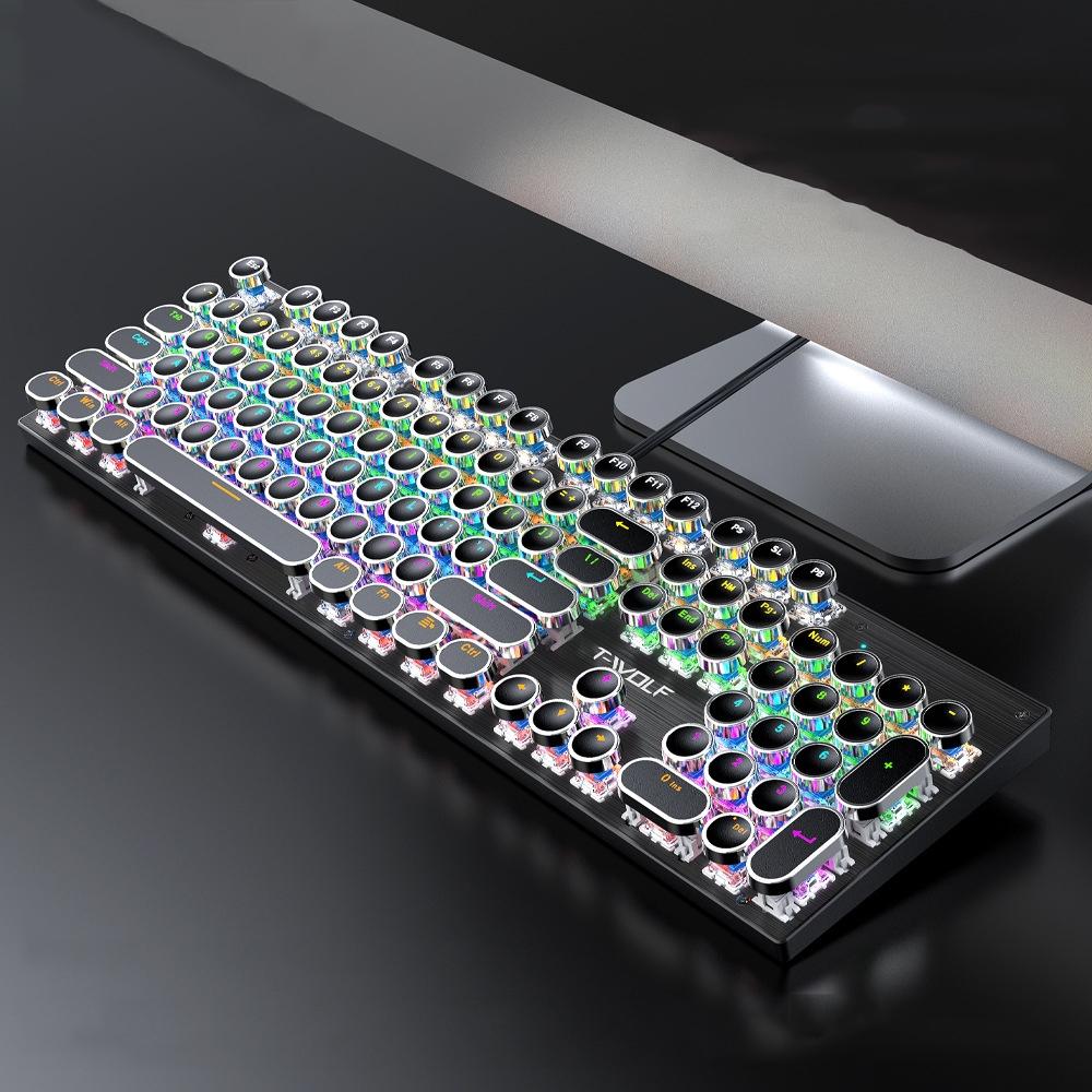 T-WOLF T75 Mechanical Gaming Keyboard with RGB Backlit Keyboard 104 Keys for PC and Mac