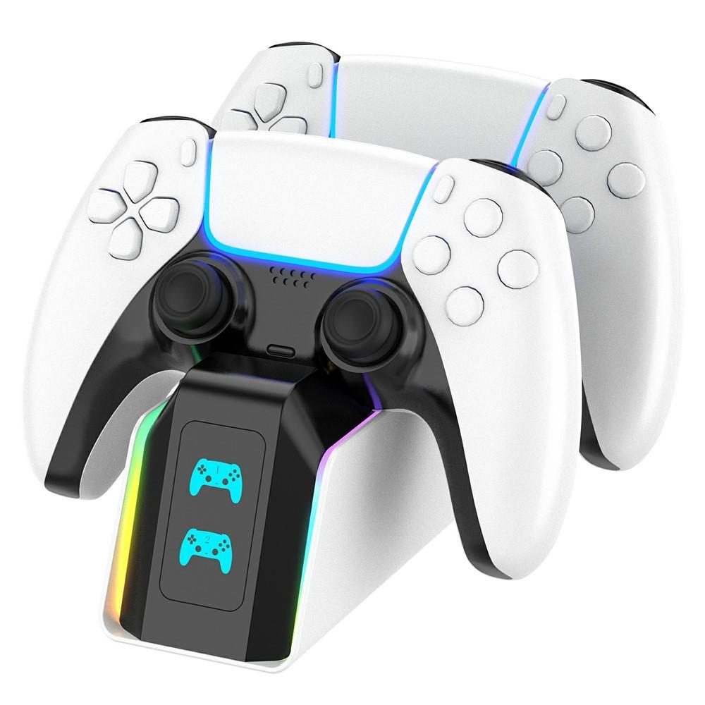 PS5 Controller Charging Station DualSense Charger Dock with 9 RGB Light Modes for PS5 PS5 Slim PS5 Pro and PS5 Edge