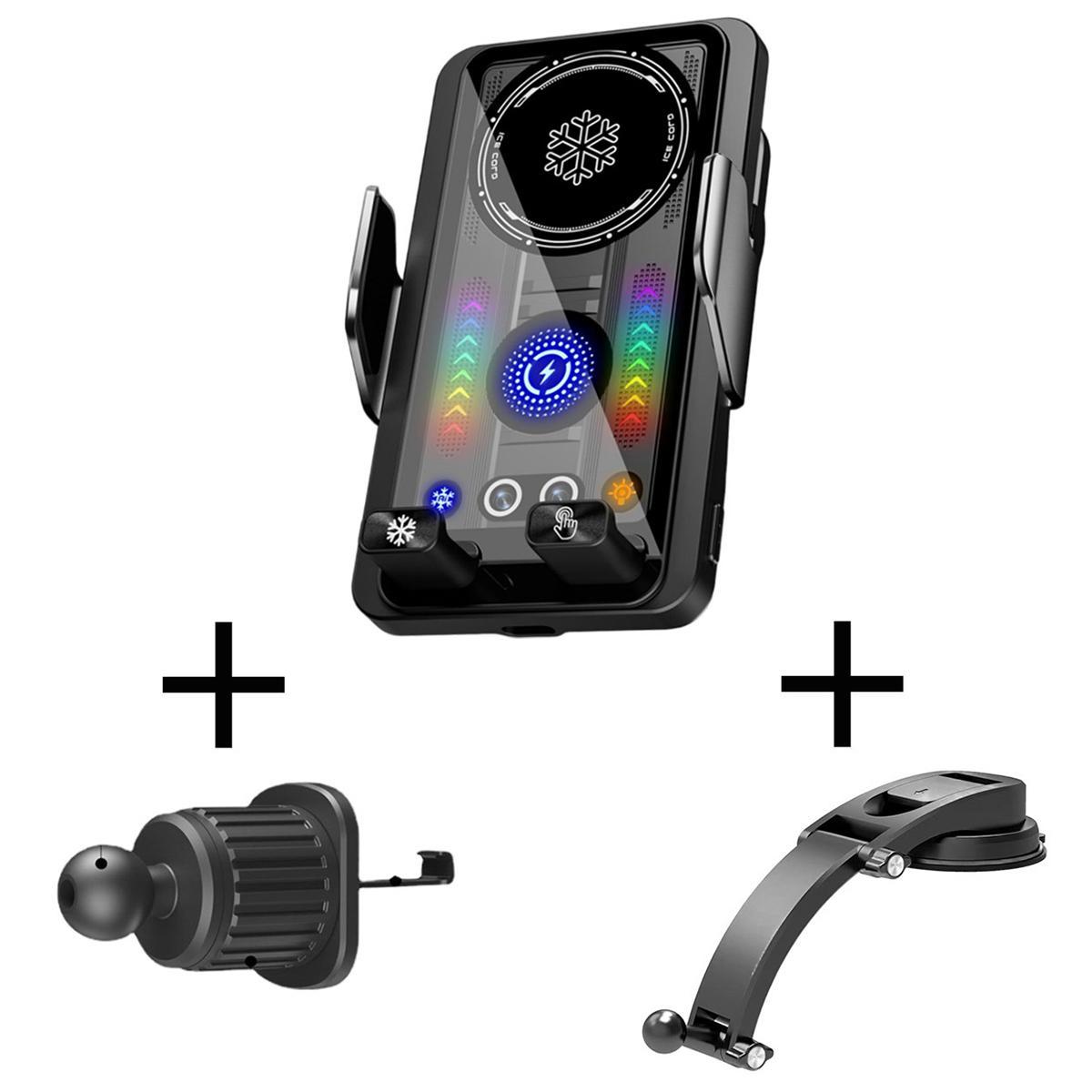 A1 Magnetic Wireless Car Charger 15W Fast Cooling Car Phone Mount with Air Vent Clip and Suction Cup