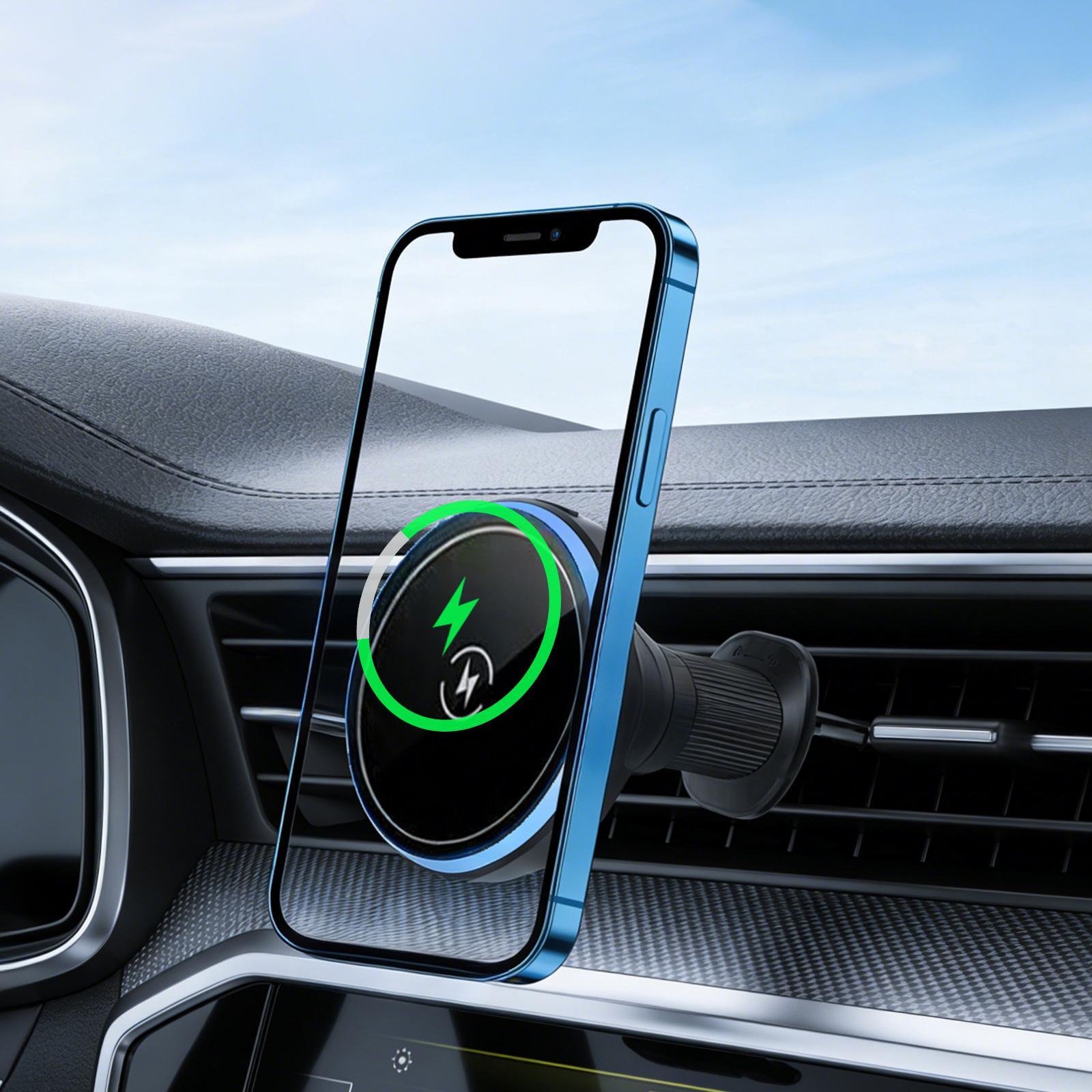 T1 Magnetic Wireless Car Charger 15W Car Phone Mount Air Vent Holder with RGB Light