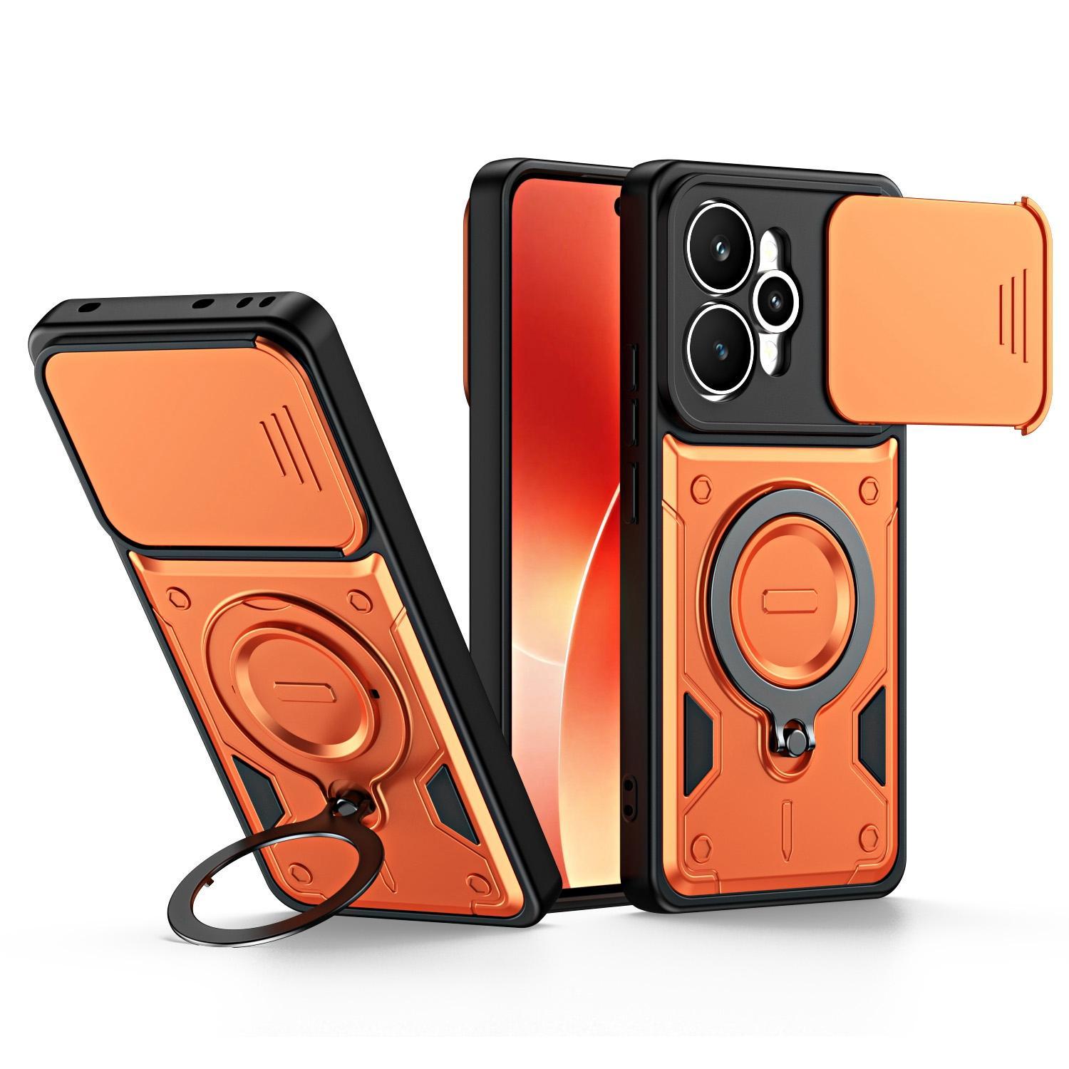 Realme 15 15 Pro 5G Ring Holder Phone Case with Camera Lens Slide Cover Shockproof Protection