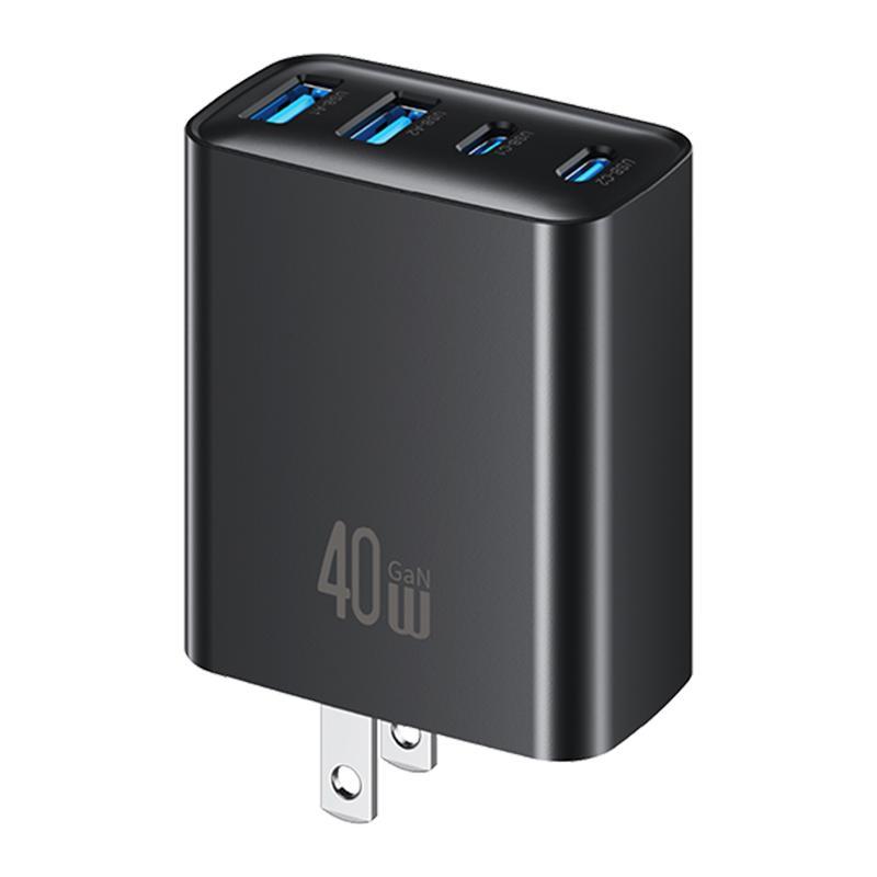 USAMS CC331 T70 40W GaN Fast Charger 4 Port USB C Charger with Dual USB A US Plug