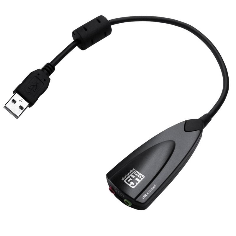 SteelSeries 5H V2 USB Sound Adapter with 7.1 Virtual Surround Sound External Sound Card