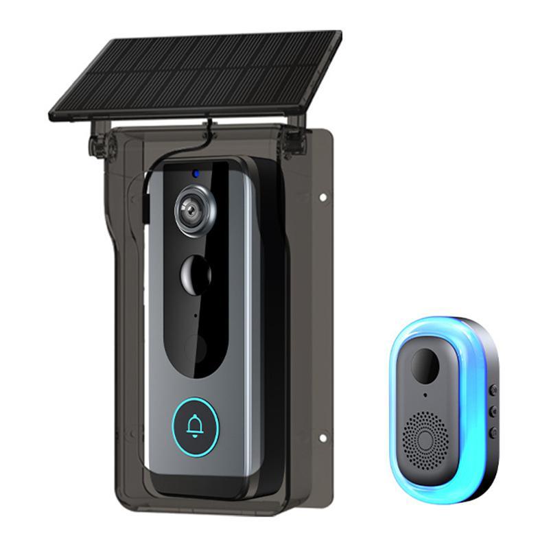 Solar Powered Wireless Video Doorbell with HD Night Vision Two Way Audio and WiFi Security Camera