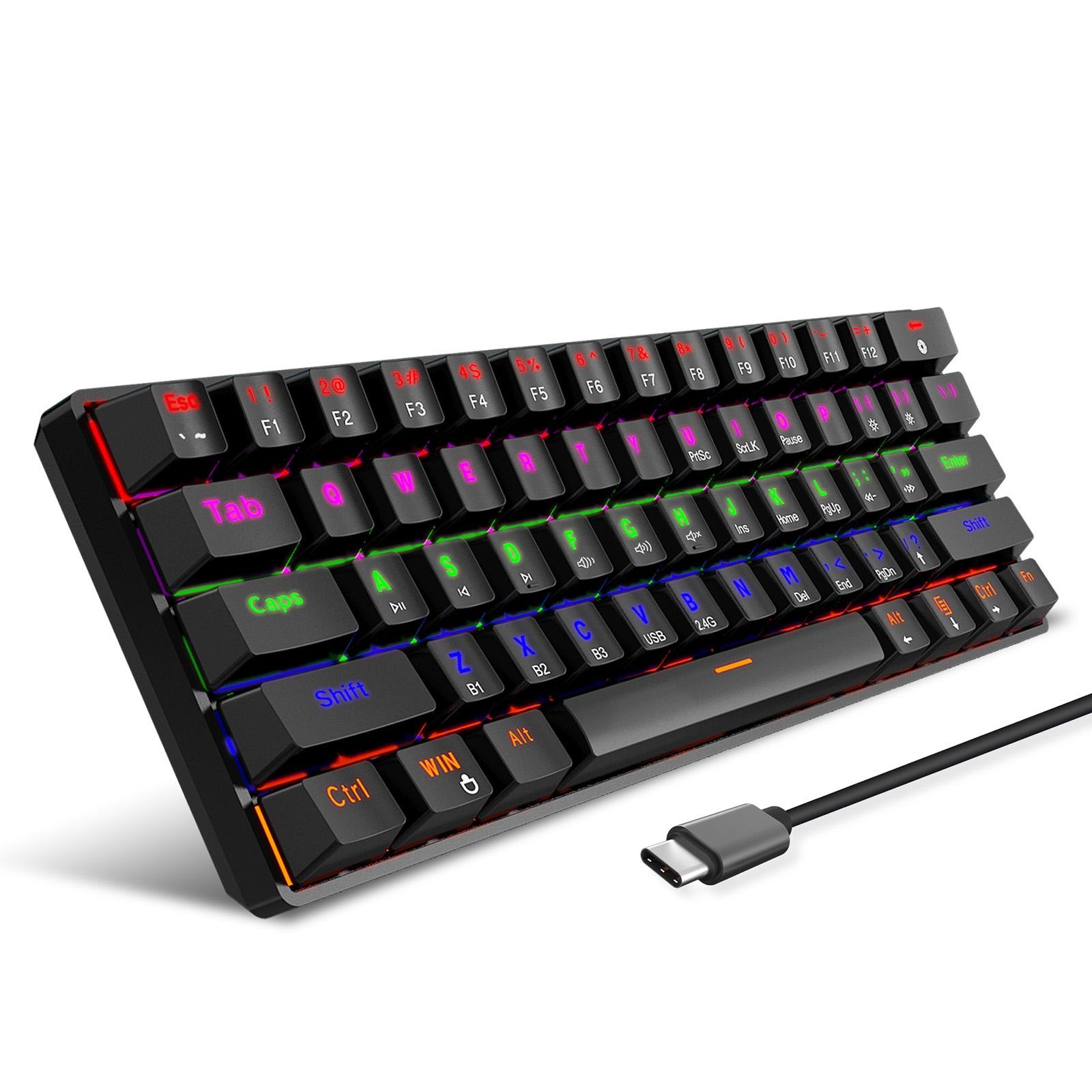 HXSJ L800 Wireless Mechanical Keyboard 61 Keys Tri Mode Bluetooth Keyboard with Blue Switches