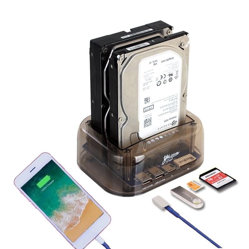 USB 3.0 HDD Enclosure Dual SATA HDD Dock with Offline Clone 16TB External Hard Drive Enclosure