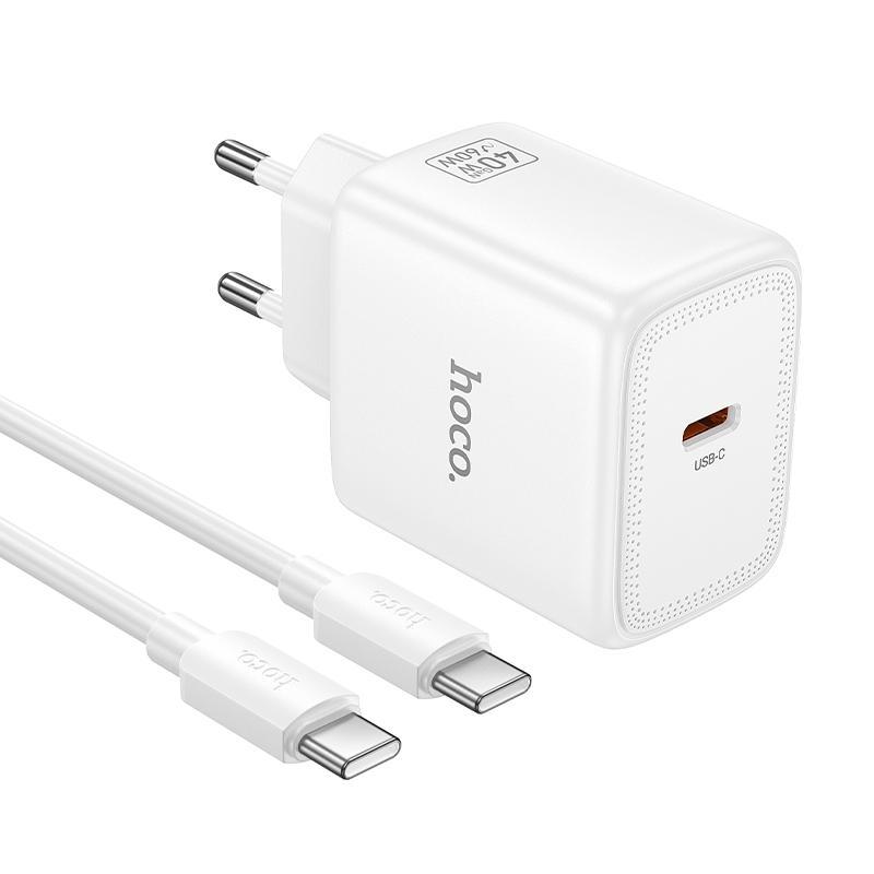 hoco N83 40W GaN USB C Fast Charger with 60W Type C Cable Compact PD Wall Charger