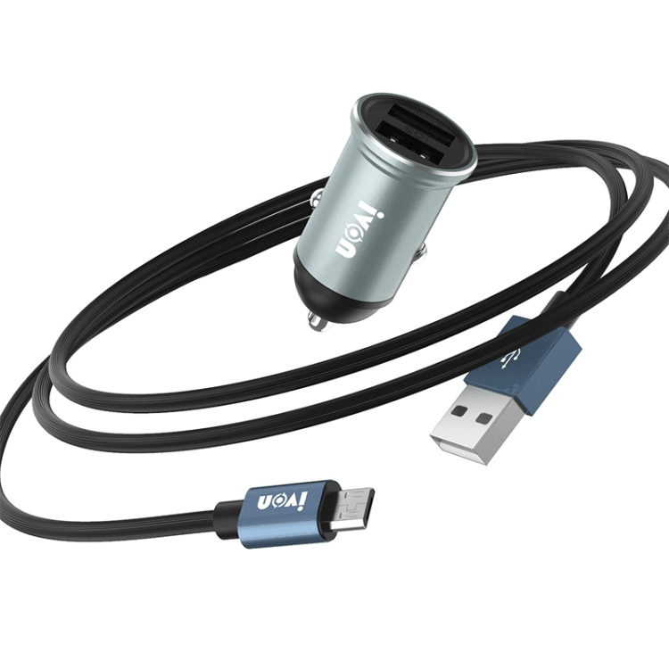 IVON CC37 Dual USB Car Charger 15W 3.1A with 1m Micro USB Fast Charging Cable