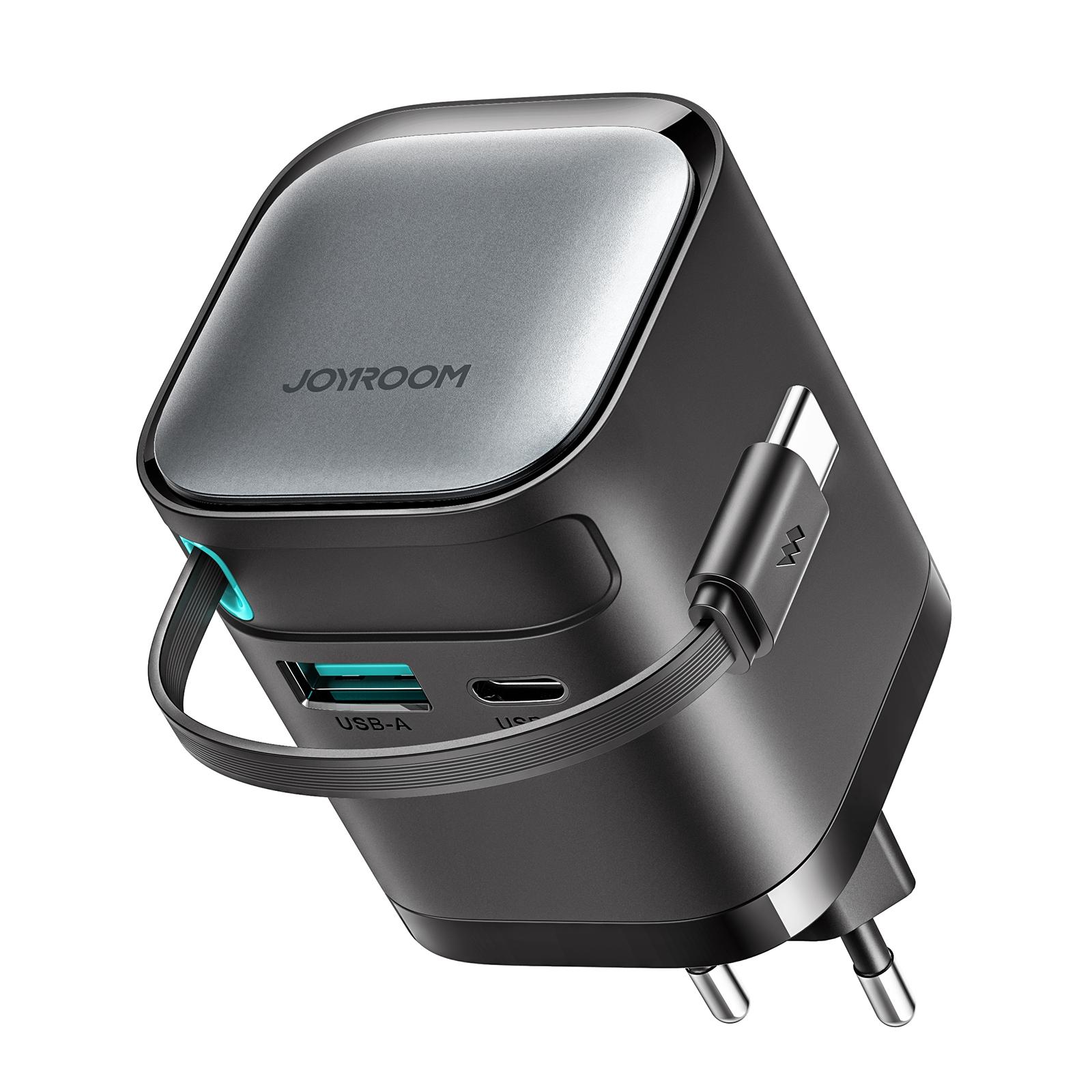JOYROOM JR-TCL02 65W GaN Charger with Retractable USB C Charger for Laptop Phone and Tablet
