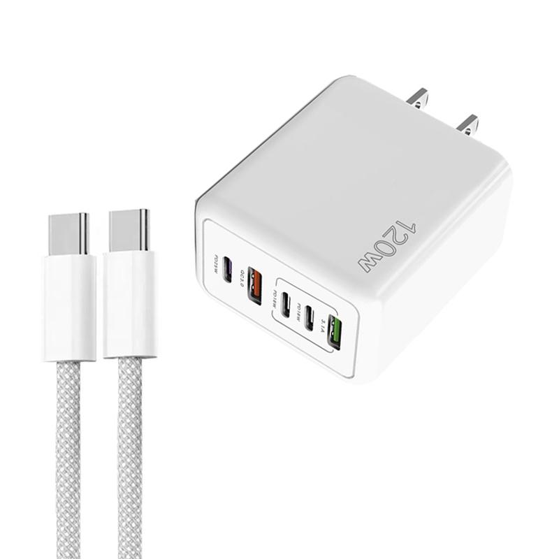 120W USB C Multi Port Fast Charger 5 Port PD Quick Charge Wall Charger US Plug