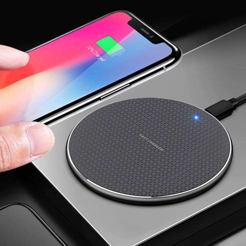 K8 15W Wireless Charger Aluminum Alloy Qi Fast Charging Pad with 1m Cable for iPhone & Android