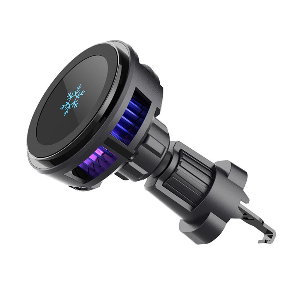 Q7 15W Magnetic Wireless Car Charger with RGB Cooling Fan Phone Holder for MagSafe Compatible Phones