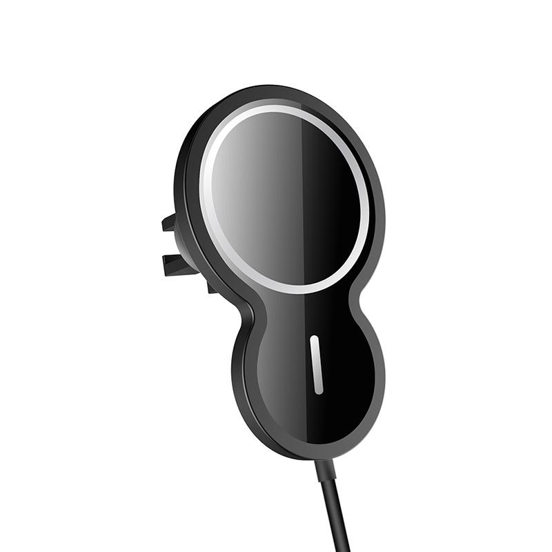 W34 Magnetic Car Wireless Charger Mount with Adjustable Magnetic Phone Holder for MagSafe Compatible Phones
