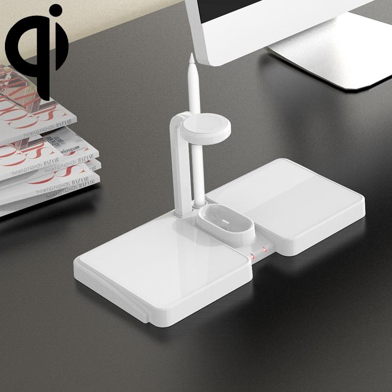 K04 4 in 1 Wireless Charging Station 10W Qi Charger for Phone iWatch AirPods White
