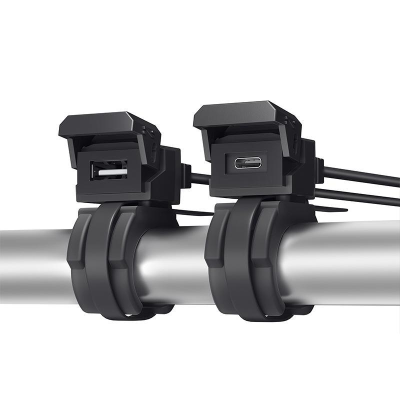 WUPP Waterproof Motorcycle USB Charger with 30W PD Fast Charging Dual USB C and USB A Ports