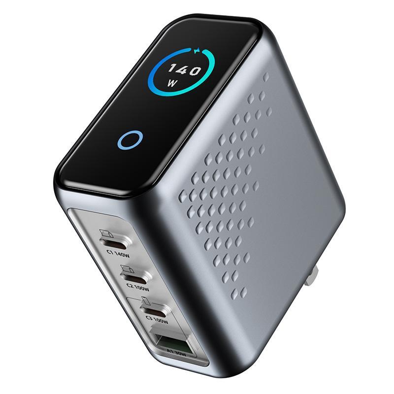 P3 148W GaN Charger 4 Port USB C Fast Charger with AI Display PD 3.1 Wall Charger US Plug