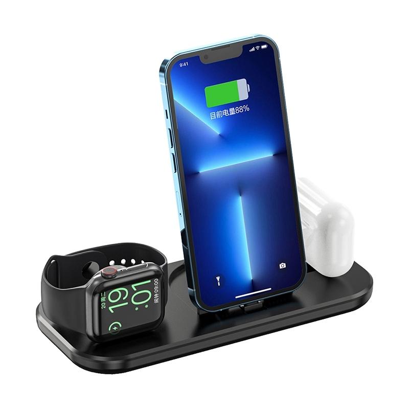 A32 3 in 1 Wireless Charger Fast Wireless Charging Station for iPhone Apple Watch AirPods Black