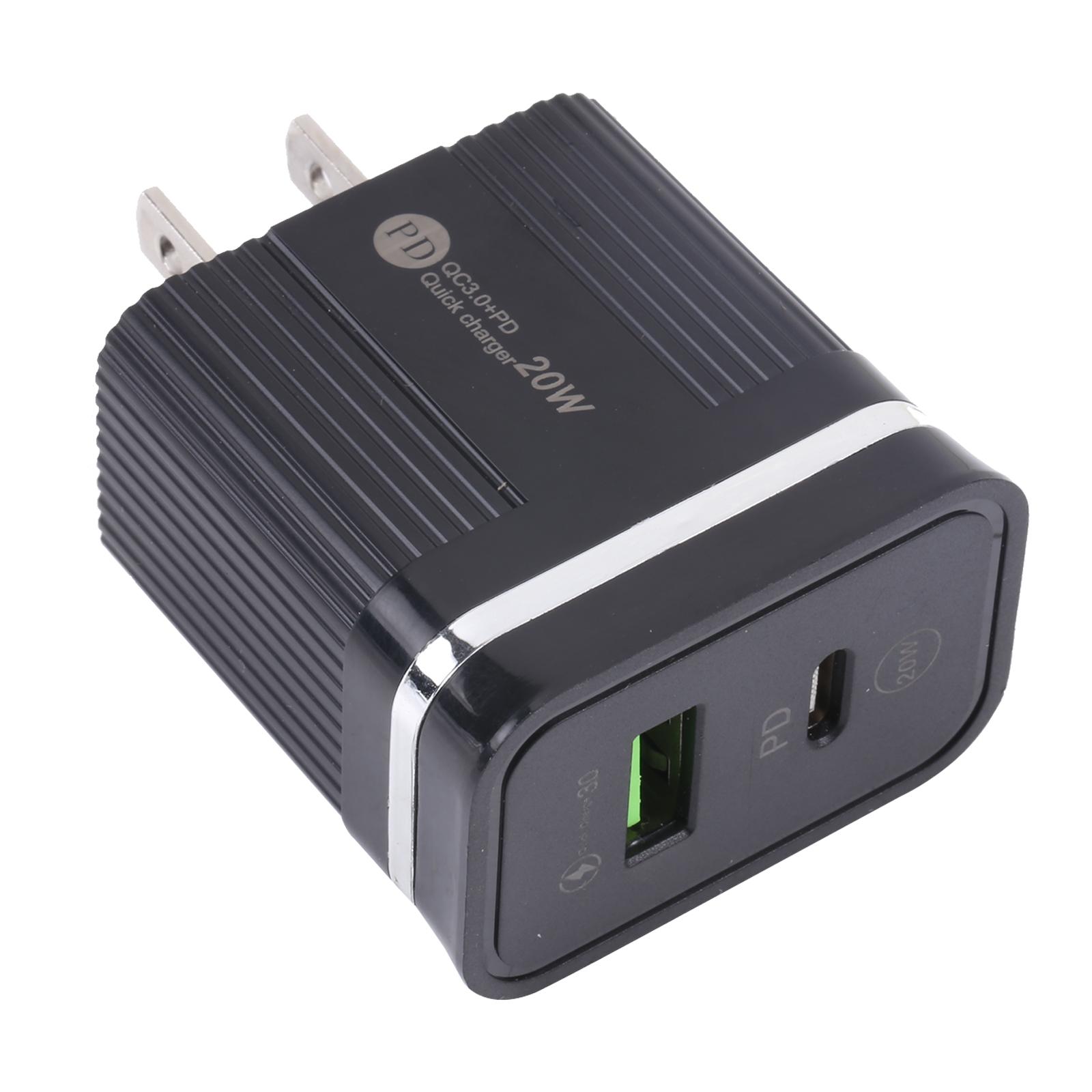 46-A2C2 20W PD Charger Dual Port USB C Wall Charger with QC3.0 Fast Charging US Plug