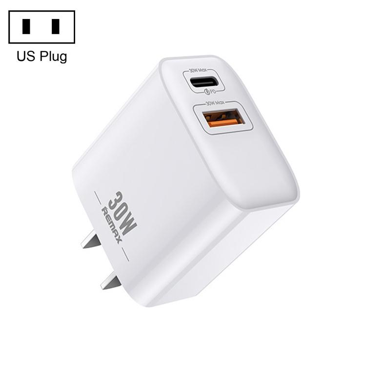 REMAX RP-U82 30W USB-C Charger PD Fast Dual Port Wall Charger with USB and Type C US Plug