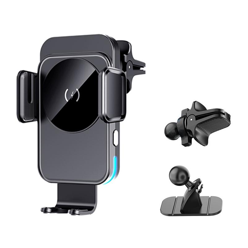 M7 Wireless Car Charger 15W Fast Charging Auto Clamping Car Mount Qi Phone Holder