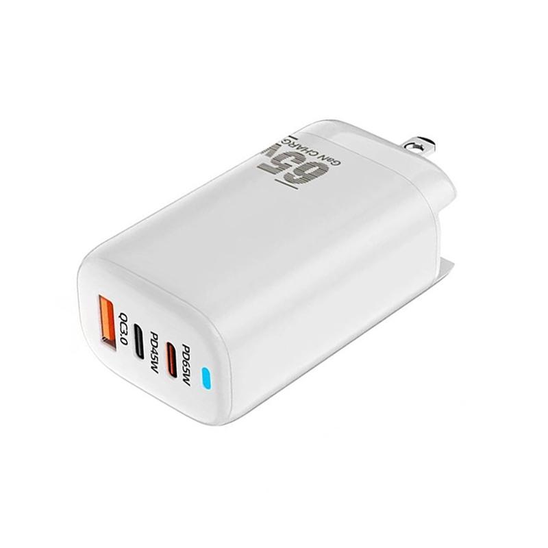 TE 65W 65W GaN Charger USB C Fast Charger 2 USB C 1 USB A PD Wall Adapter for Laptop Tablet Phone