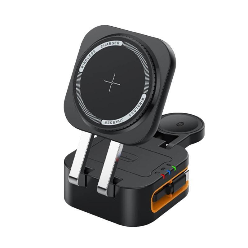 15W 3 in 1 wireless charger Magnetic Wireless Charging Stand with Retractable Cable Foldable Fast Charger