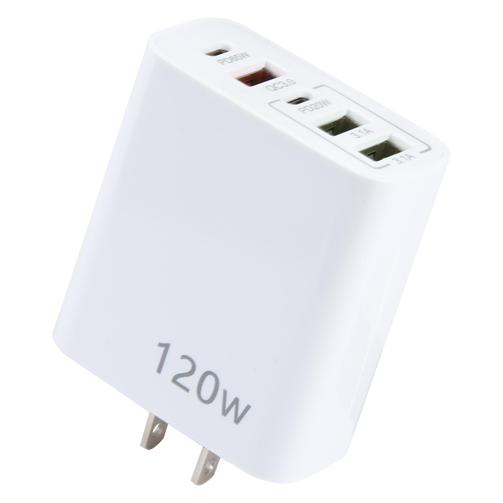 120W USB C Charger 5 Port Fast Charging Station with Dual PD Type C and USB Ports US Plug
