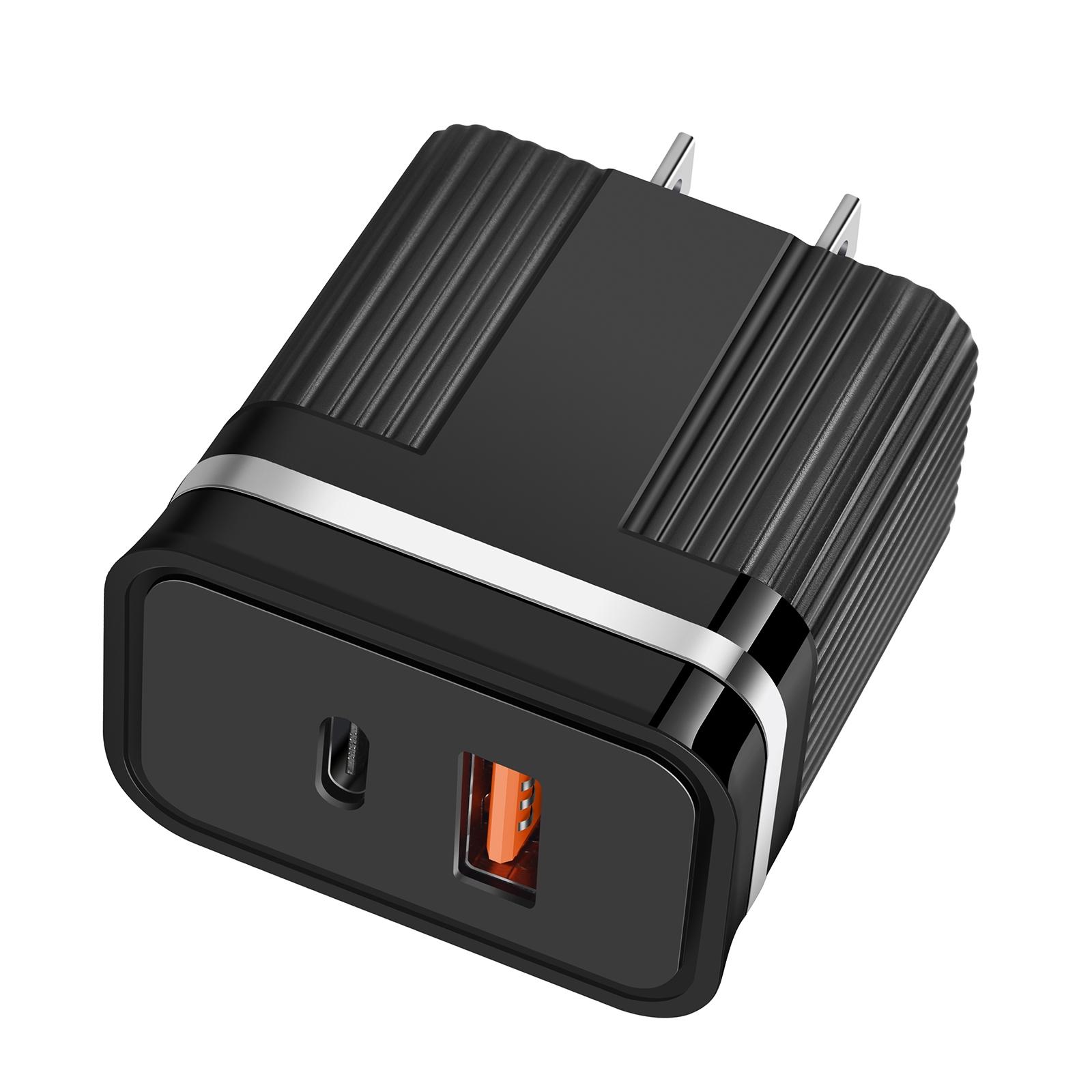 RSY USB-C Wall Charger Dual Port Fast Charging Travel Charger with USB and Type C US Plug