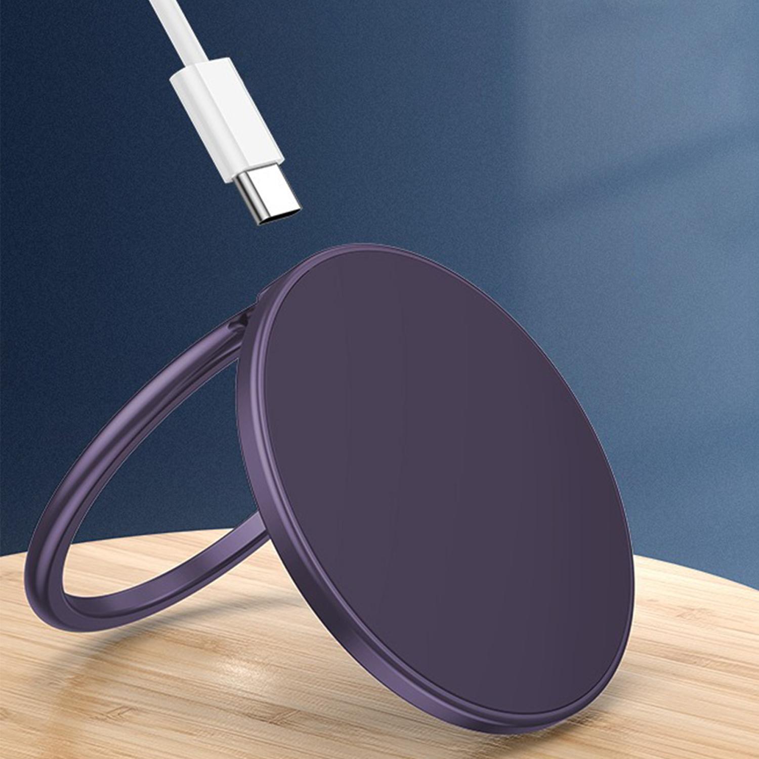 15W Magnetic Wireless Charger Stand with Ring Grip Aluminum Alloy Fast Charging Phone Holder