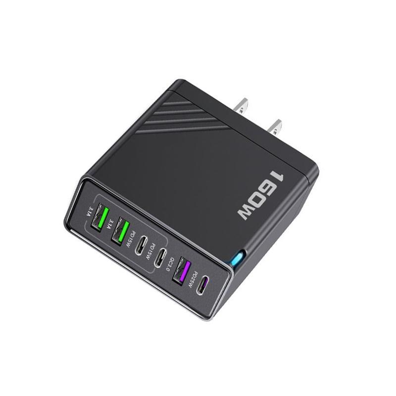 160W USB C Charger 6 Port Multi Port Charger Fast Charging Station for Phones and Tablets