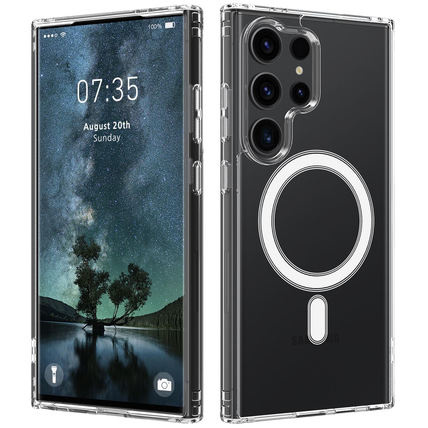 MagSafe Clear Magnetic Phone Case for Samsung Galaxy S25 Ultra 5G Shockproof Acrylic TPU Cover