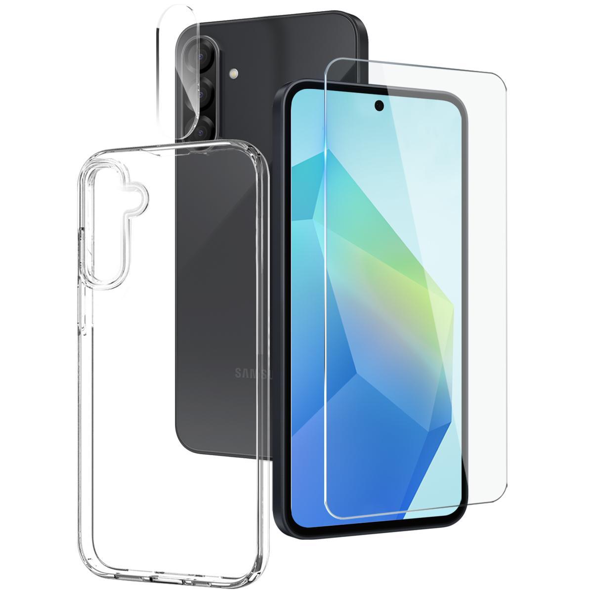 Galaxy A36 5G Clear Case 3 in 1 with Tempered Glass Screen and Camera Lens Protection