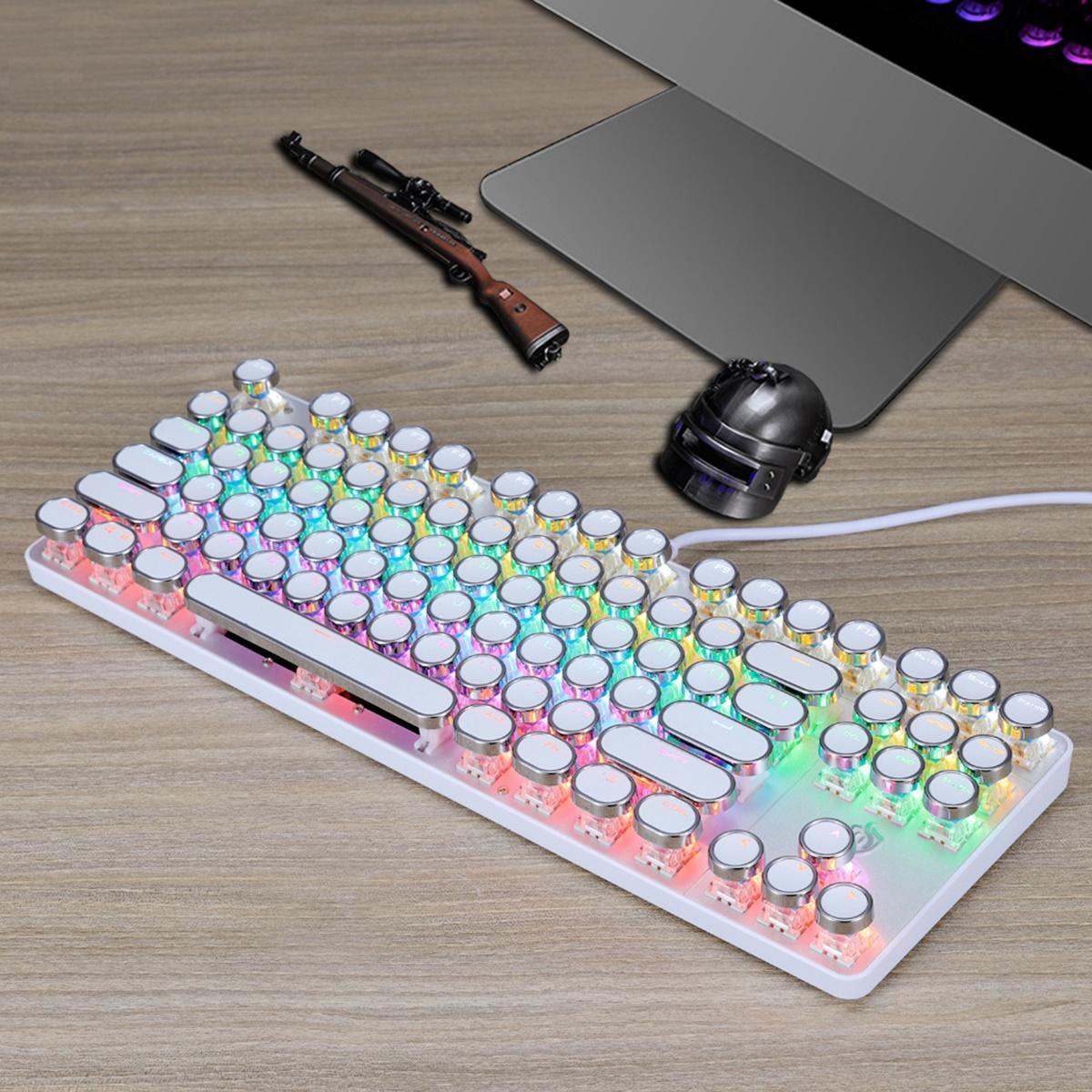 SHIPADOO HJK919-7 RGB Mechanical Keyboard 87-Key Wired Gaming Keyboard with Round Keycaps