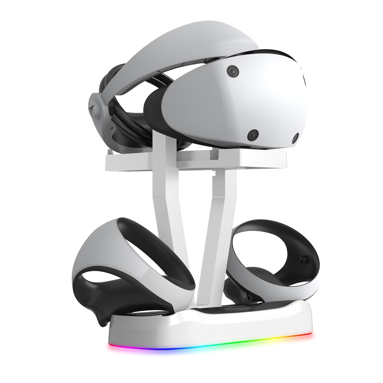 JYS-P5155 PS VR2 Charging Station with Magnetic Dual Controller Charger, Headset Stand and RGB Light