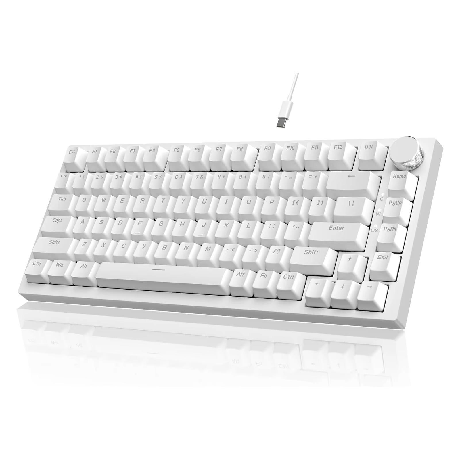 Ajazz AK820 Swappable Wired Mechanical Keyboard with Knob and Ice Blue Light