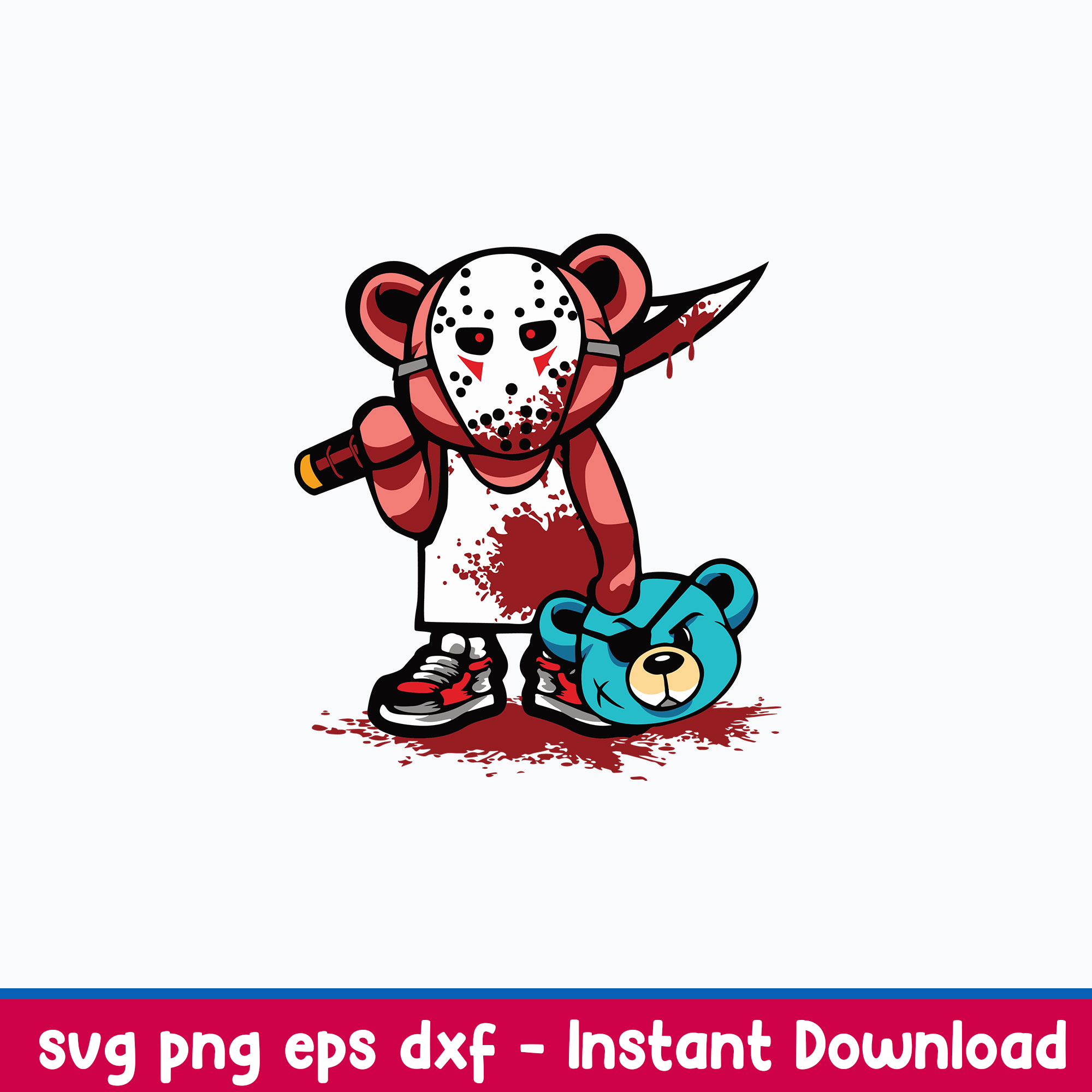 Killer Teddy Bear Svg, Halloween Svg, Teddy Bear Svg, Jason
