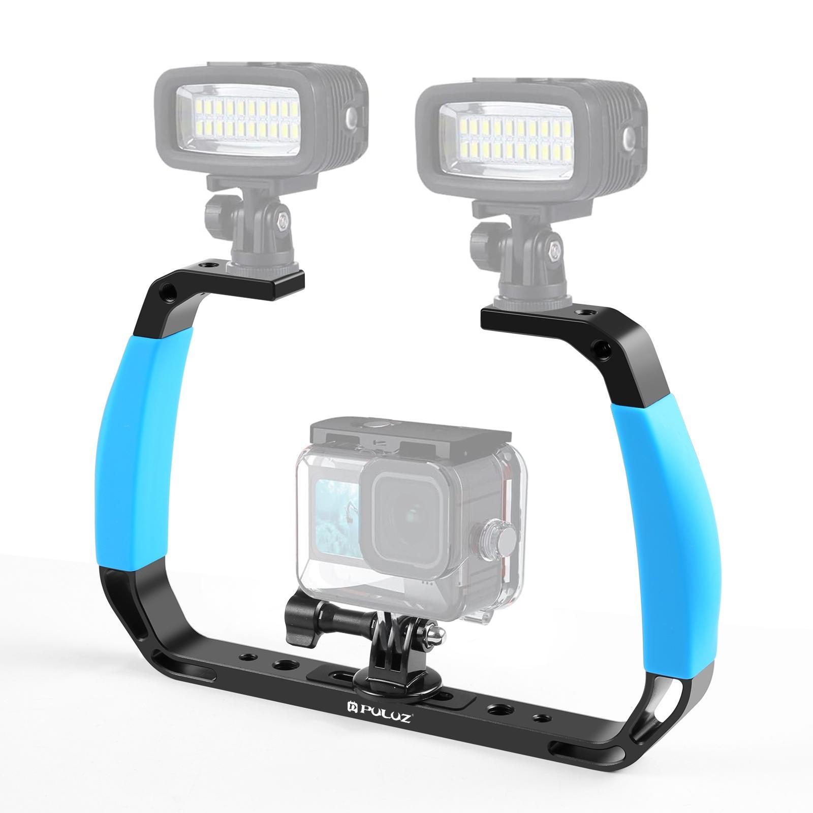 PULUZ Dual Handle Underwater Diving Rig Aluminum Alloy Camera Stabilizer for GoPro DJI Insta360 Diving Grip