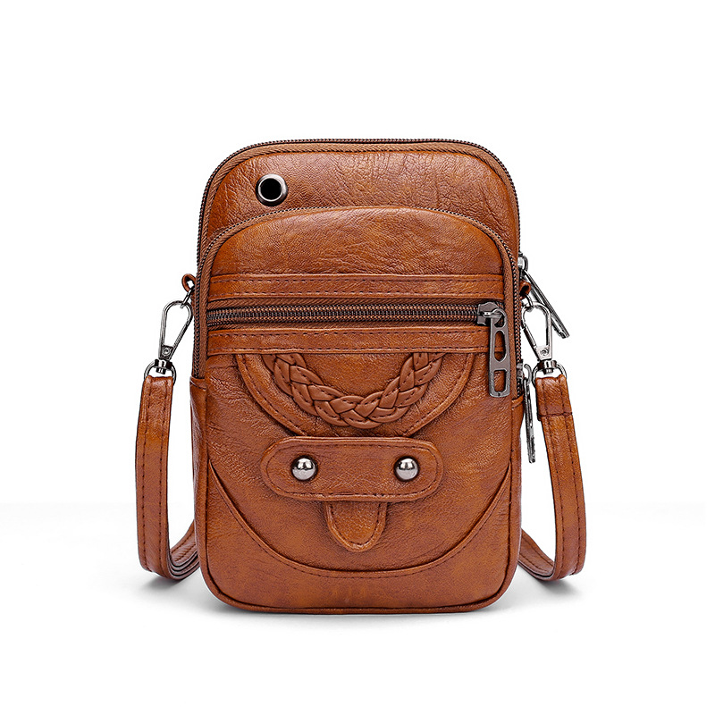 Women Vintage Crossbody Bag, Multi-Functional Soft PU Leather Small Shoulder Bag for Phone & Cash